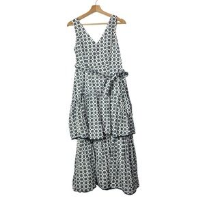 Boutique Taylor White‎ & Blue Floral Embroidered Tiered Midi Dress 4